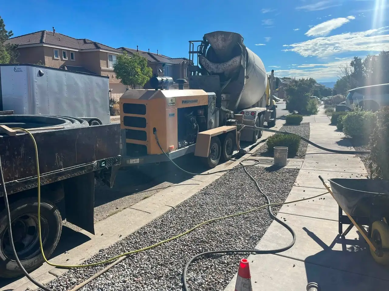 Pumping concrete to the backyard